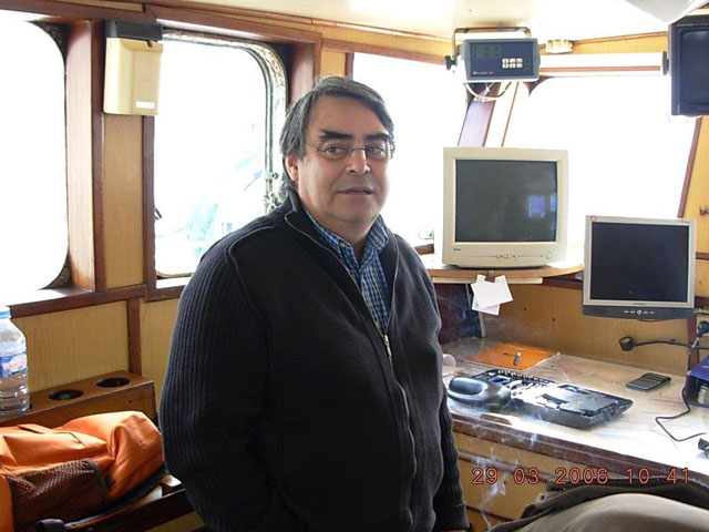 Jean-François, aboard the Vauban at Port en Bessin.