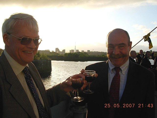 A toast with Alex on the HMS Severn at Glasgow.