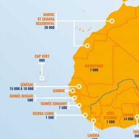 Carte des flottes de pirogues en Afrique
